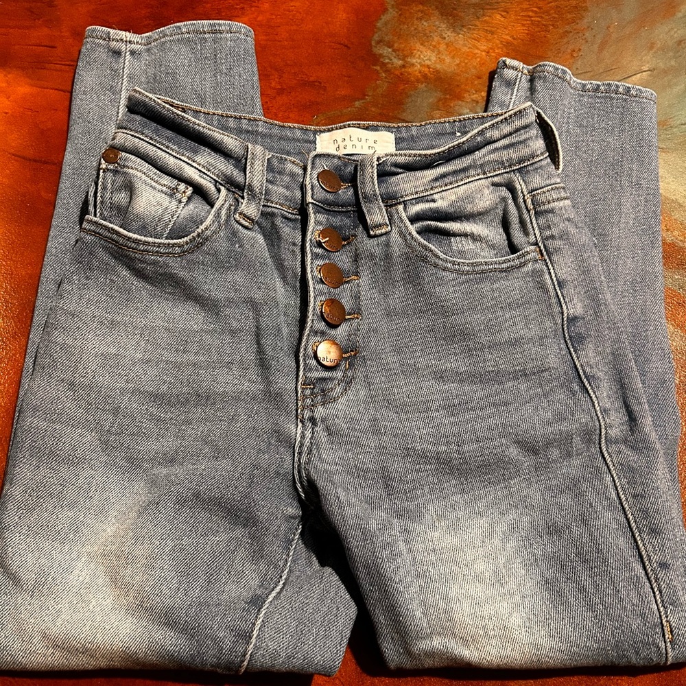 Nature High Rise Button-Fly Blue Jeans